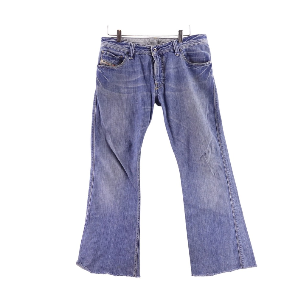 Diesel Zaf 8BC Mens Bootcut Jeans‎ 34x32 Blue Denim Made in Italy Distressed Hem
